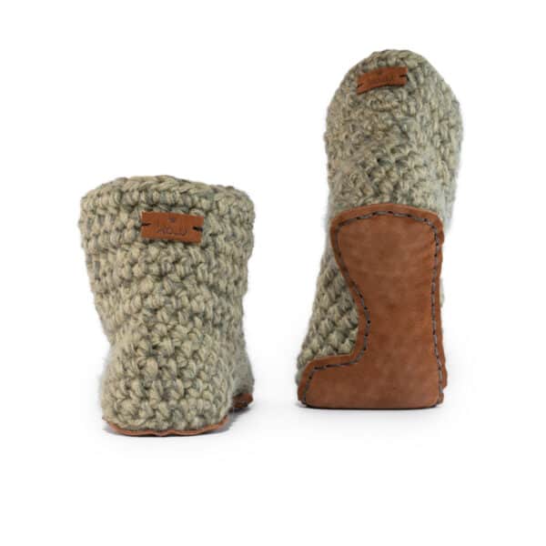 Winter Moss Green High Top Wool Slippers for Men and Women