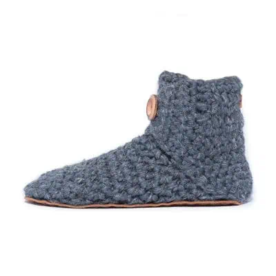 Charcoal Wool Bamboo Bootie Slippers