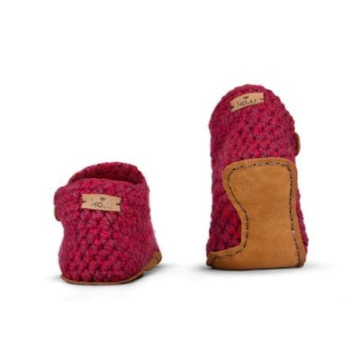 Wine Bamboo Wool Ankle Booties