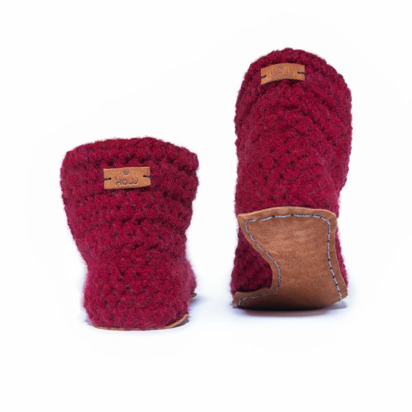 Wine Red High Top Wool Slippers for Men and Women