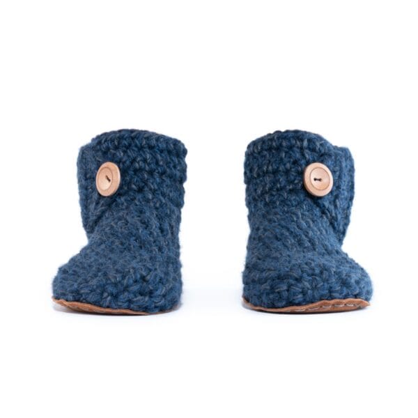 Handmade Bamboo Wool Slippers in Dark Blue by Kingdom of Wow. Barefoot design