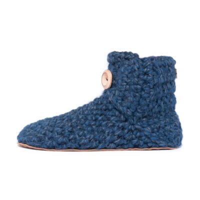 Midnight Blue Bamboo Wool Bootie Slippers