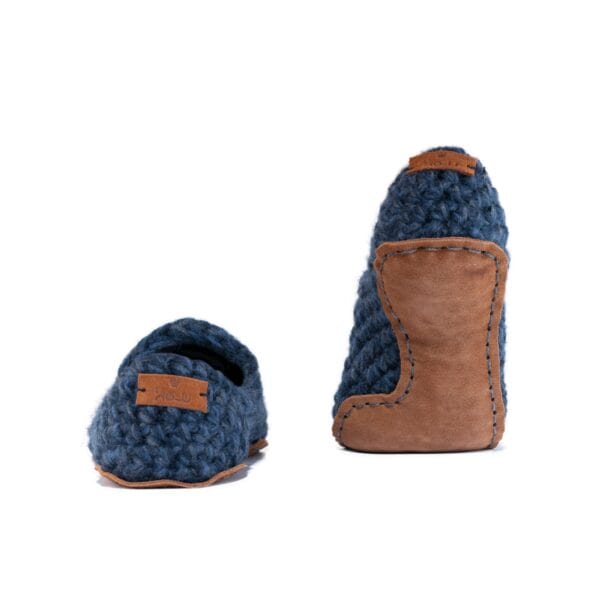 Handmade Bamboo Wool Slippers in Navy Blue by Kingdom of Wow