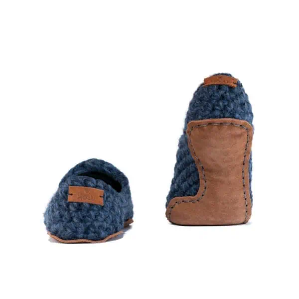 Handmade Bamboo Wool Slippers in Navy Blue by Kingdom of Wow