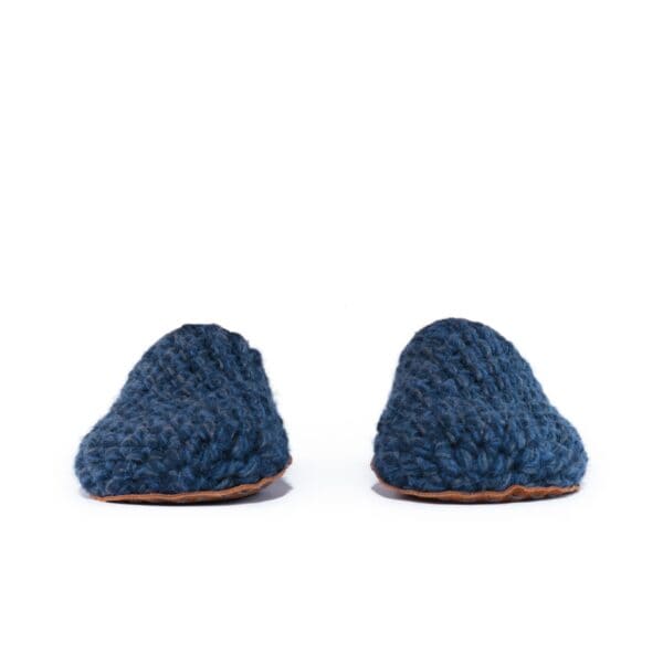 Handmade Bamboo Wool Slippers in Dark Blue by Kingdom of Wow