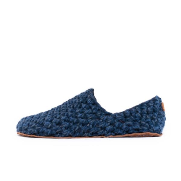 Handmade Bamboo Wool Slippers in Dark Blue by Kingdom of Wow. Barefoot design