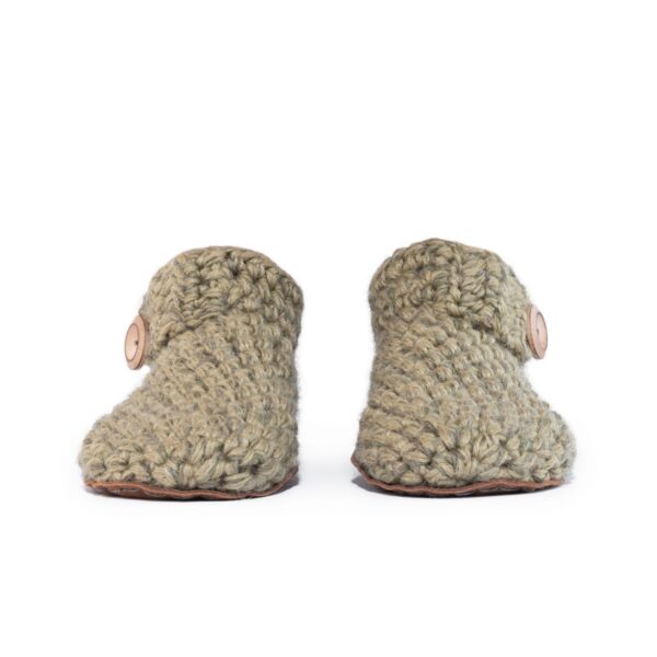 Handmade Bamboo Wool Ankle Bootie Slippers in Winter Moss Green