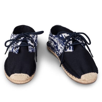 Blaue Tribal Lace Up Espadrilles für Frauen