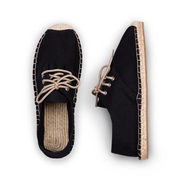 Jet Black Espadrille Lace Ups by Kingdom of Wow