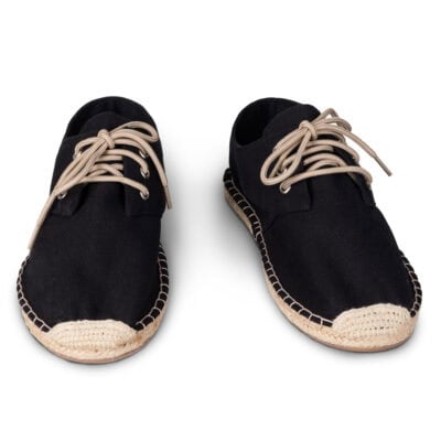 Jet Black Lace Up Espadrilles for Women