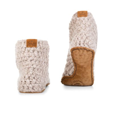 Extra Chunky Bamboo Wool Bootie Slippers in Chai