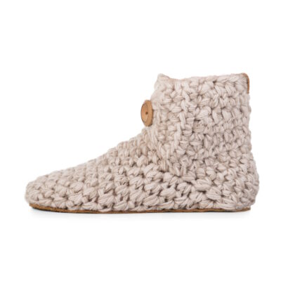 Extra Chunky Bamboo Wool Bootie Slippers in Chai