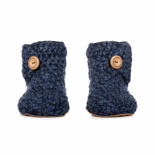 Extra Chunky Crocheted Boot Slippers in Midnight Blue_front view