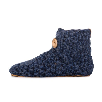 Extra Chunky Bamboo Wool Boot Slippers Midnight Blue